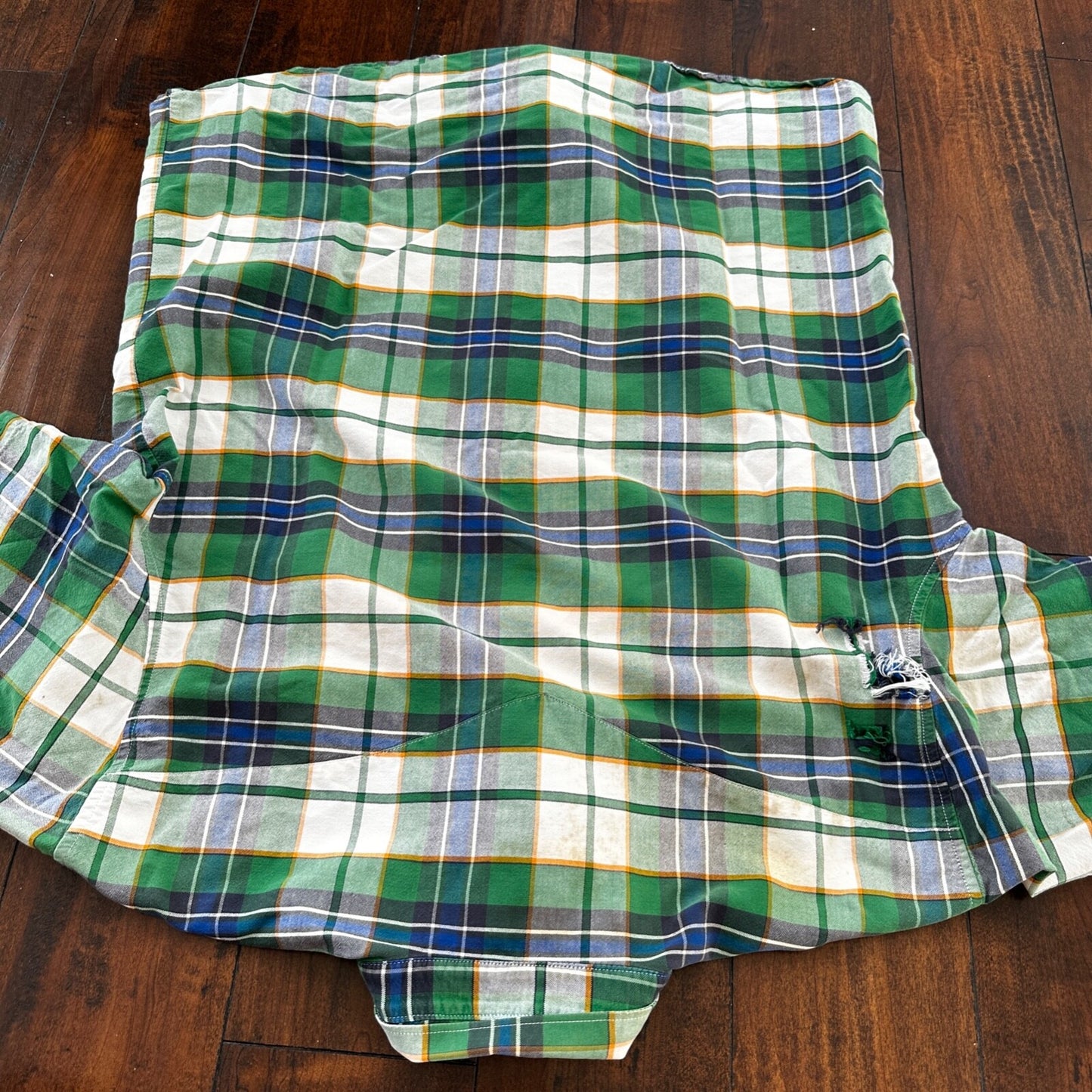 Wrangler Shirt 2XL XXL Green Blue Plaid Cowboy 90s Western Button Casual Mens