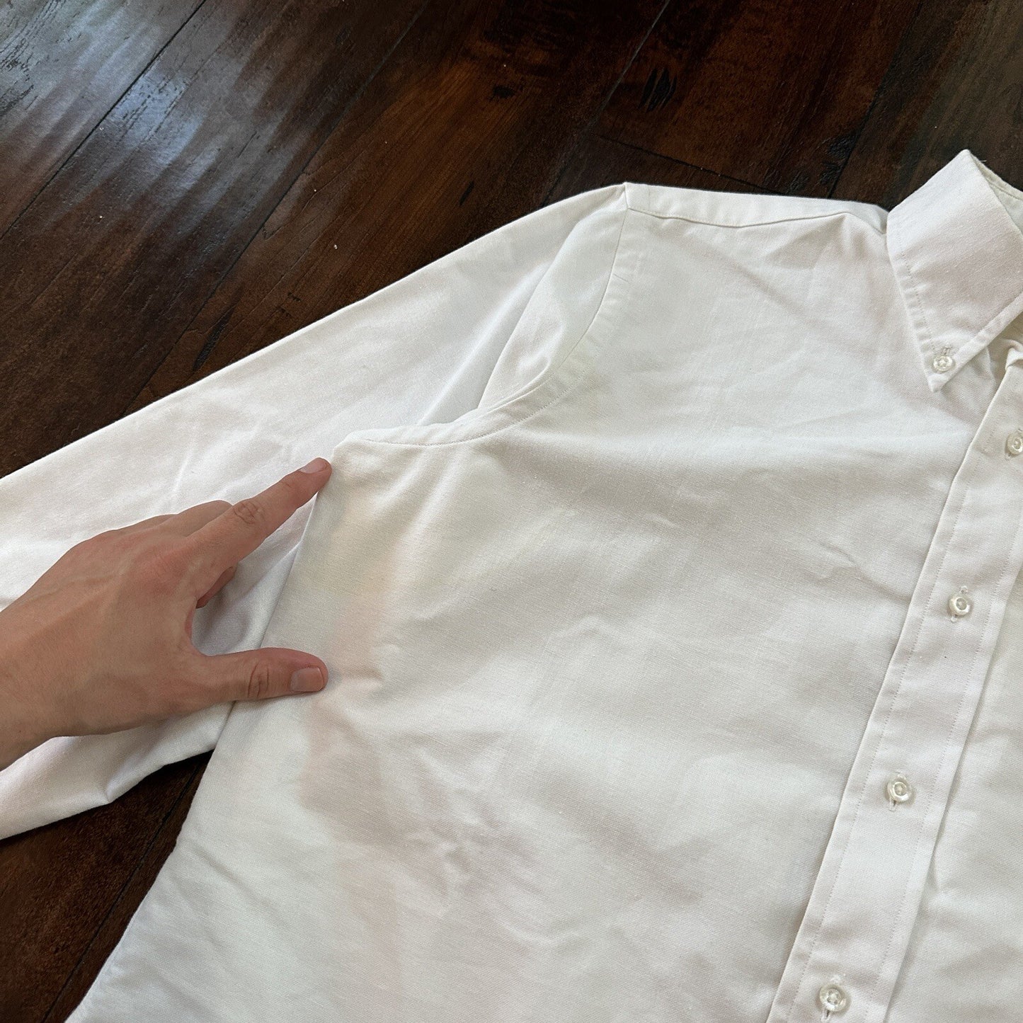 Vintage Norm Thompson USA Mens Long Sleeve Button Up Shirt White 80s