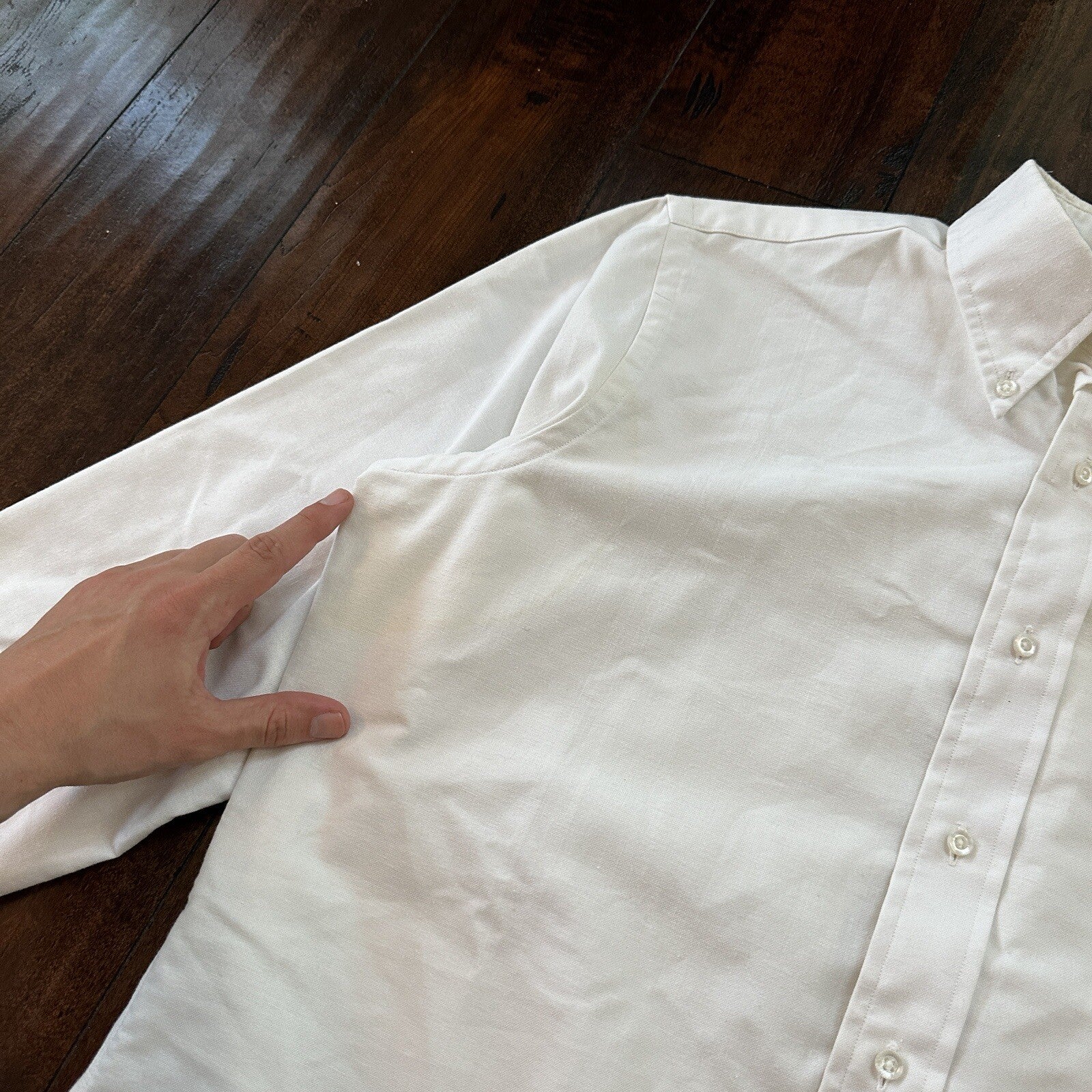 Vintage Norm Thompson USA Mens Long Sleeve Button Up Shirt White 80s