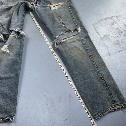 Levis 501 Vintage 80s Redline Selvedge USA XX Jeans Thrashed 33x33 Act 31x30