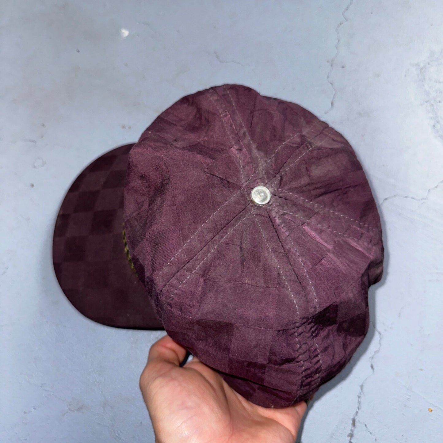 Diamond Lake Resort VTG Hat Cap Snapback Purple Checkerboard 80s Cool Oregon