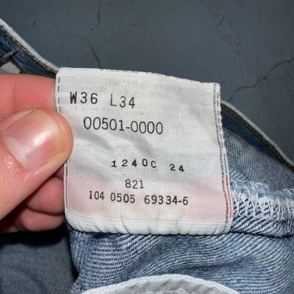 Levis 501 Vintage 90s XX Straight Leg Jeans Y2K Light Wash 36x34 Act 33x29