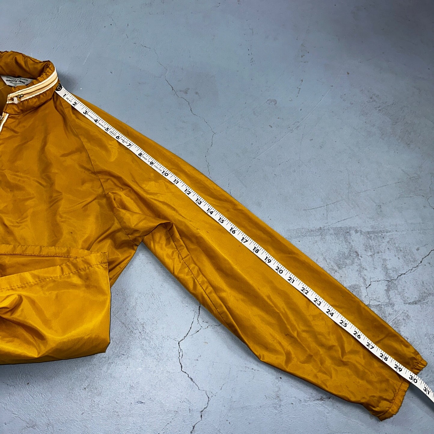 Pacific Trail 70s Vintage Yello Hooded Men Size S Mid Length Windbreaker Jacket