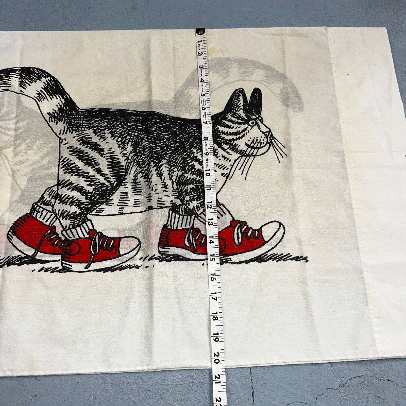 Vintage Burlington B KLIBAN CAT with red Sneakers Standard Pillowcase USA