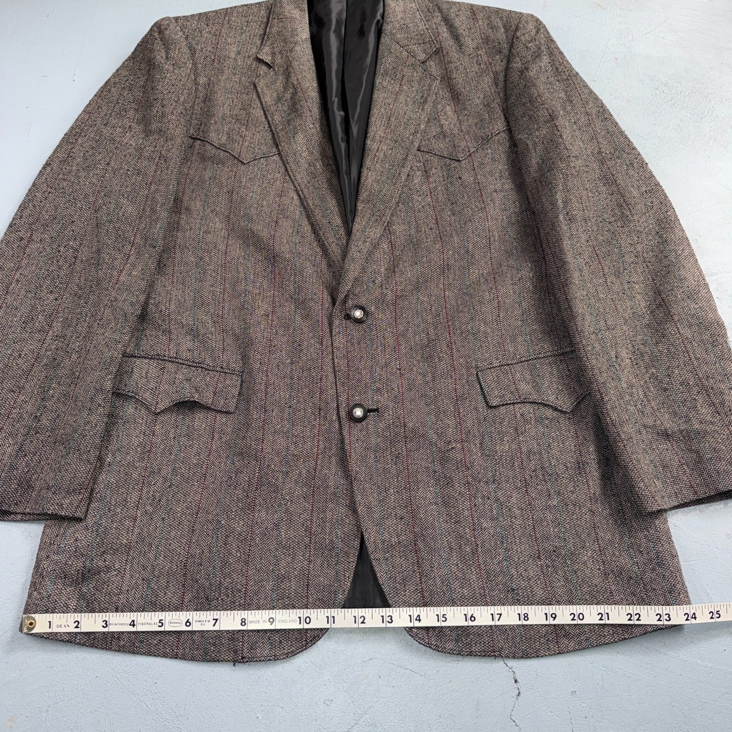 Vintage Circle S Dallas Texas Western Cowboy Blazer Jacket Mens 44L Silk Lining