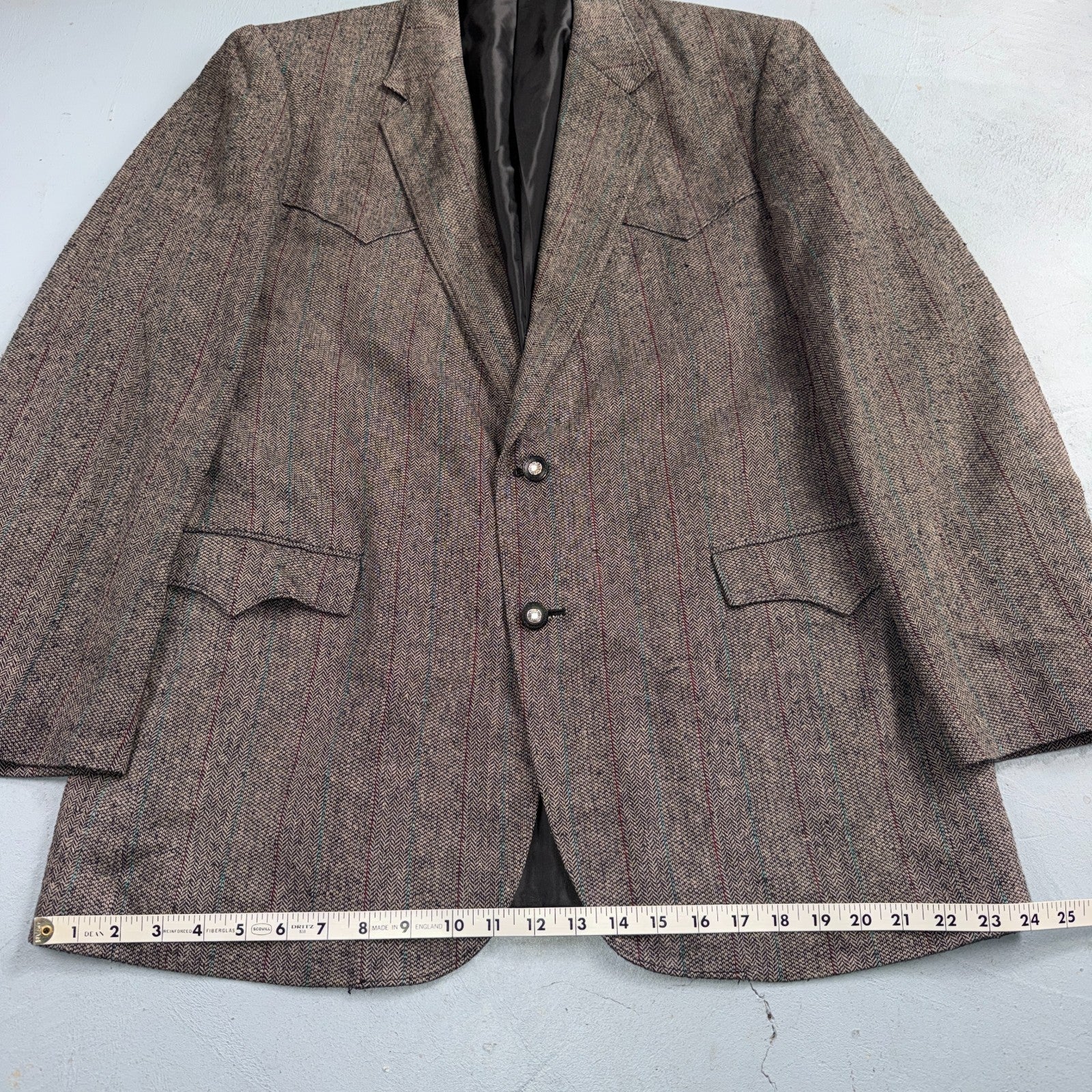 Vintage Circle S Dallas Texas Western Cowboy Blazer Jacket Mens 44L Silk Lining