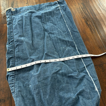 VTG WWII Indigo Denim Garment Laundry Bag Rare Military 1940s 40s 50s Thrashed