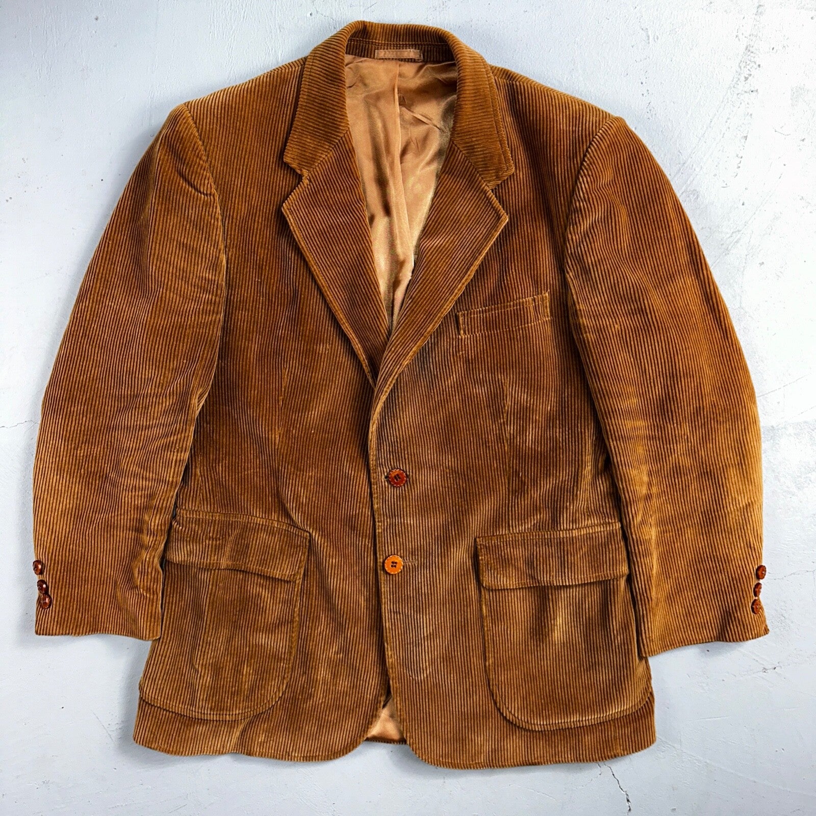 VTG Mens Suit 40 Jacket Sport Coat Rockabilly 80s 90s Corduroy Brown Short