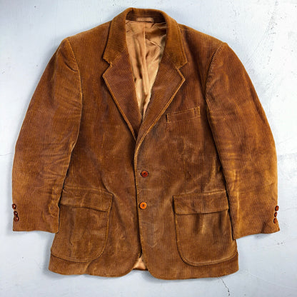 VTG Mens Suit 40 Jacket Sport Coat Rockabilly 80s 90s Corduroy Brown Short