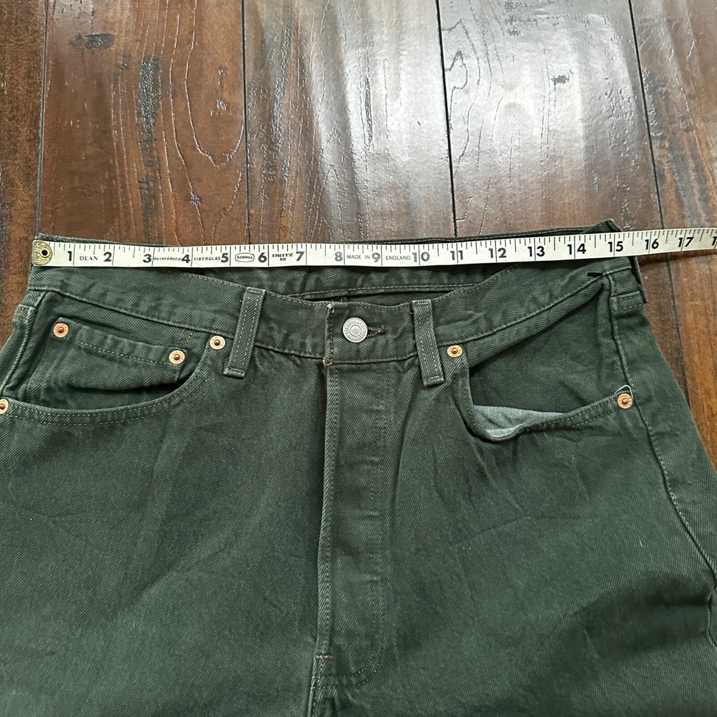 VTG 90s Levis 501 Button Fly 33x34 USA Tag Jeans Straight Green XX Act 30x33