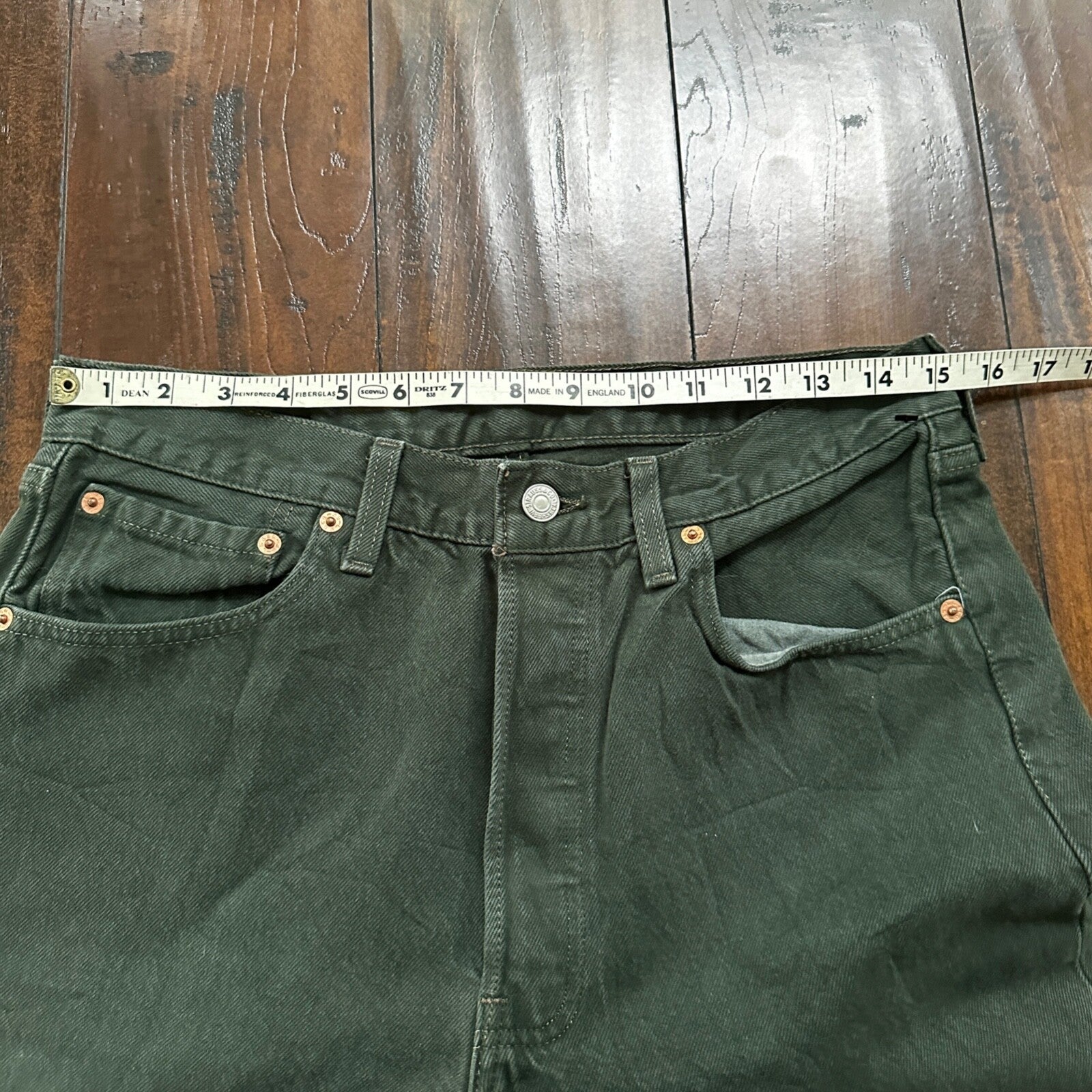 VTG 90s Levis 501 Button Fly 33x34 USA Tag Jeans Straight Green XX Act 30x33