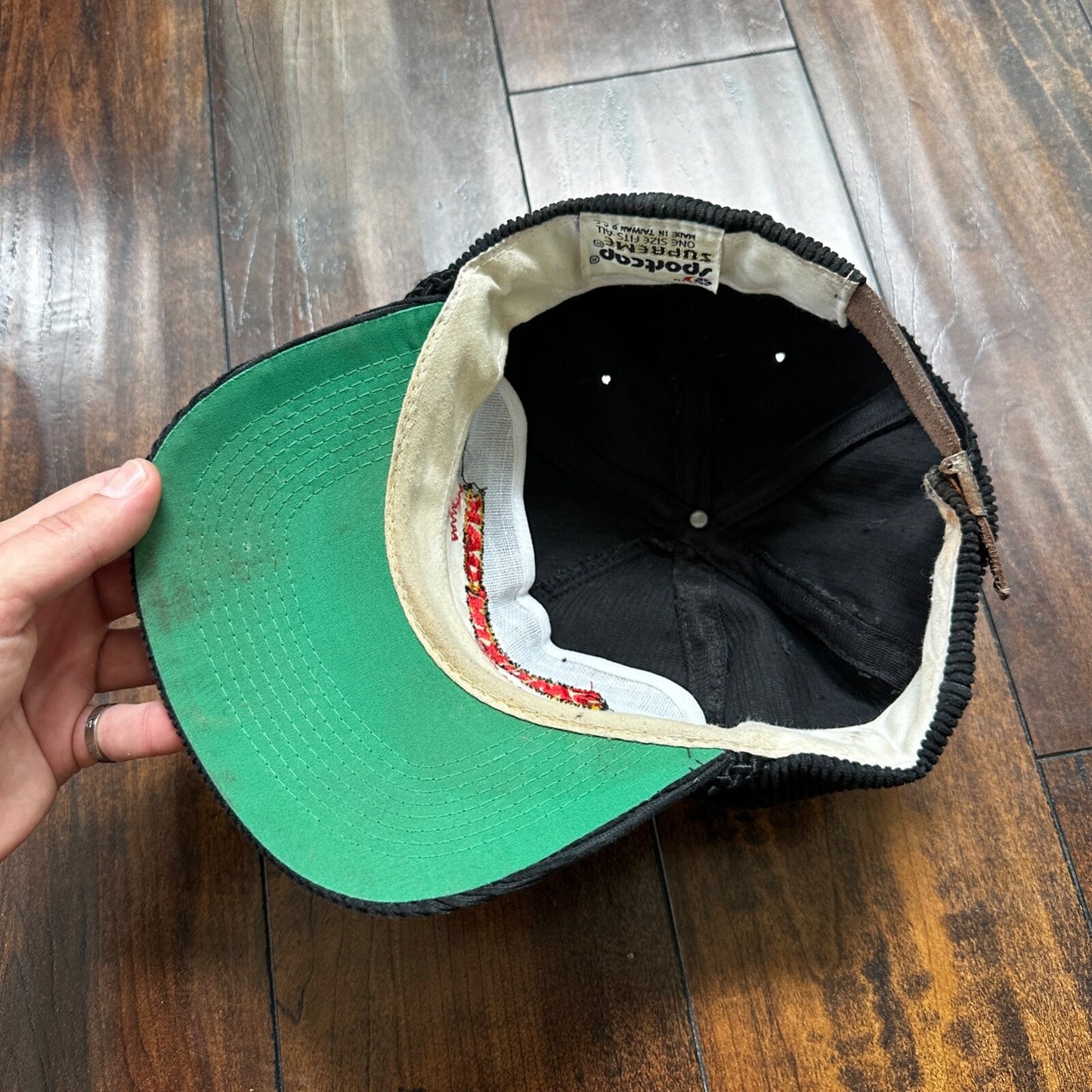 Smokin Oak VTG Hat Cap Snapback Smoke Cigarettes Meat Food Funny Corduroy Black