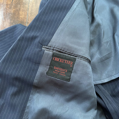 1960s Navy Blue Sport Jacket VTG Mens Suit 44 38x28 Rockabilly Pinstripe Pants