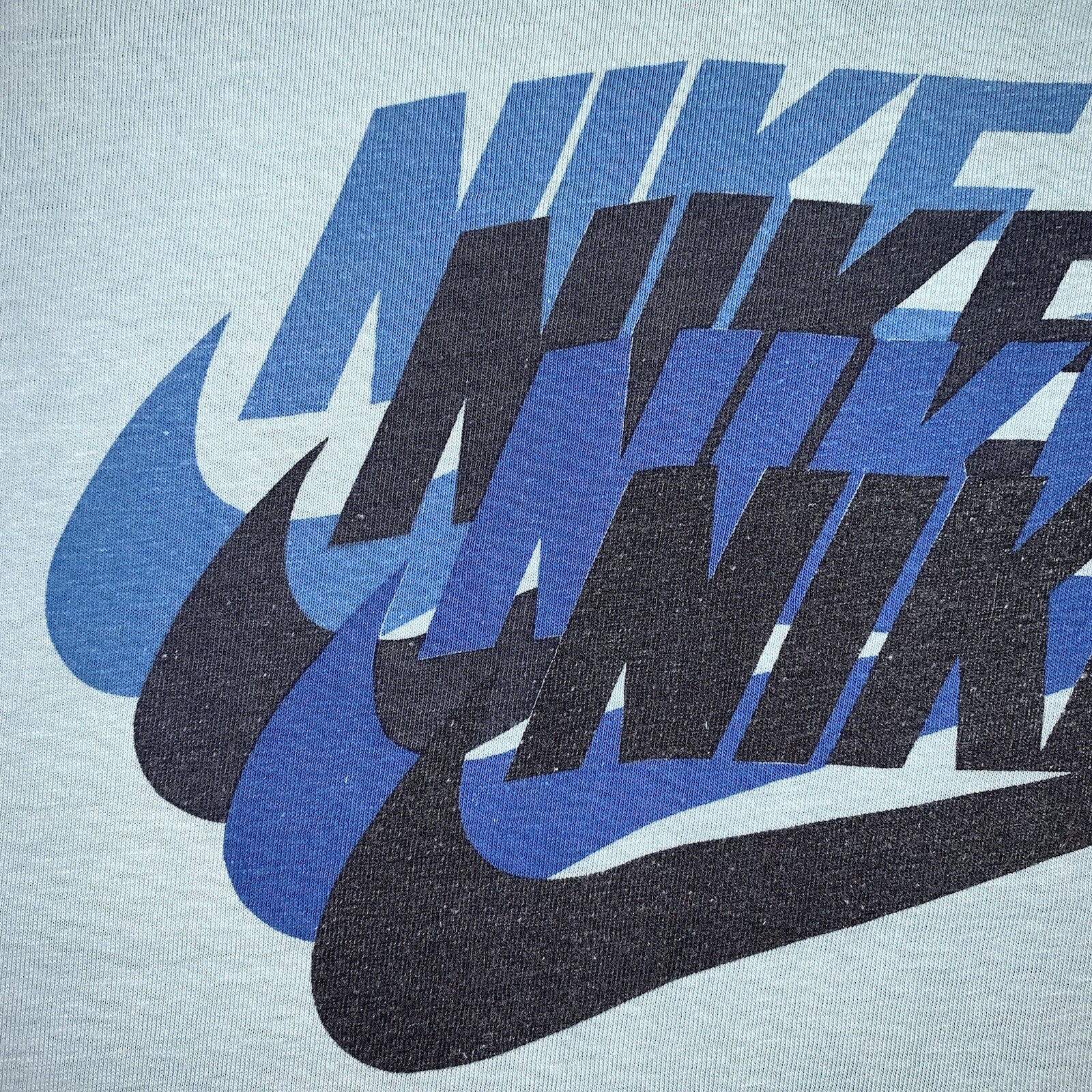 Nike Vintage T Shirt Mens M 70s Quad Swoosh Center OG 80s Blue Heavy Rare Stack