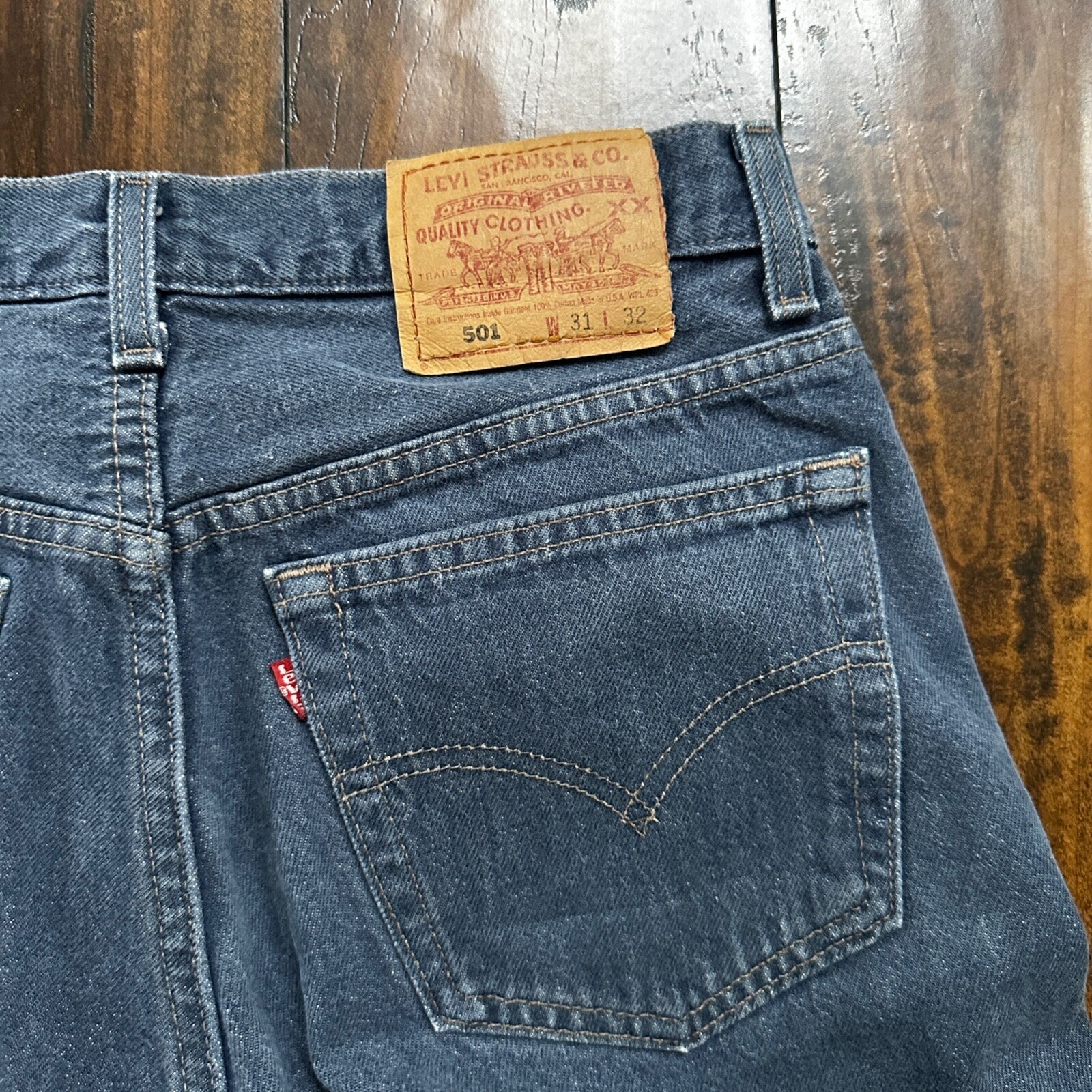 Levis VTG 90s 501 Button Fly 31x32 USA Tag Jeans Straight Wash Blue XX Act 28x31