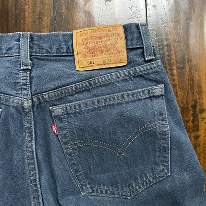 Levis VTG 90s 501 Button Fly 31x32 USA Tag Jeans Straight Wash Blue XX Act 28x31