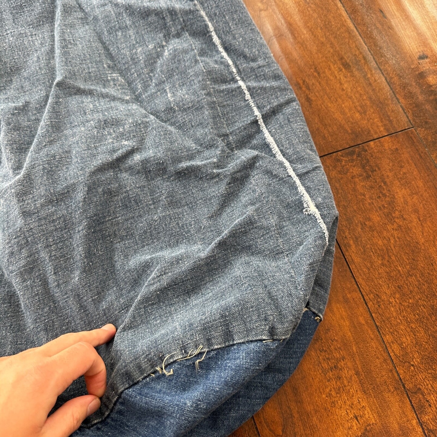 VTG WWII Indigo Denim Garment Laundry Bag Rare Military 1940s 40s 50s Thrashed