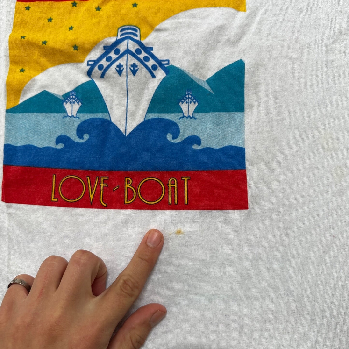 Love Boat Art VTG T Shirt Poetry Romantic Travel USA Rare Sailing 90s Internatio