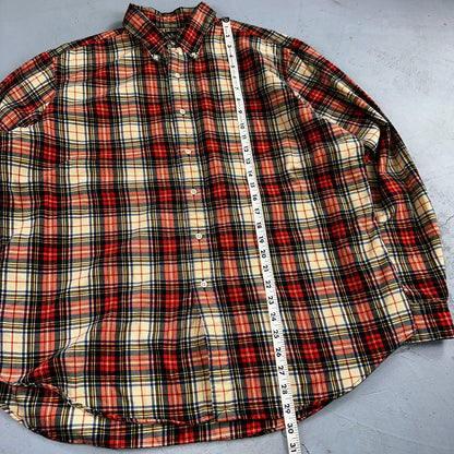 Ralph Lauren Classic Fit XL Plaid Shirt Red VTG Button Down Cotton Wool Blend