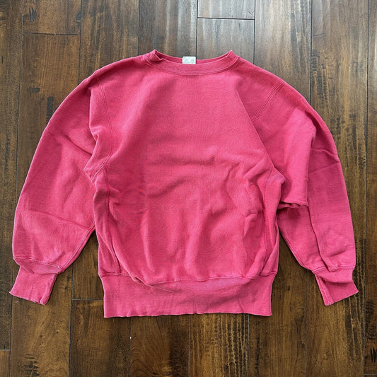 Vintage Champion 90s USA Pink Reverse Weave Sweatshirt Blank 70s Gusset Jumper