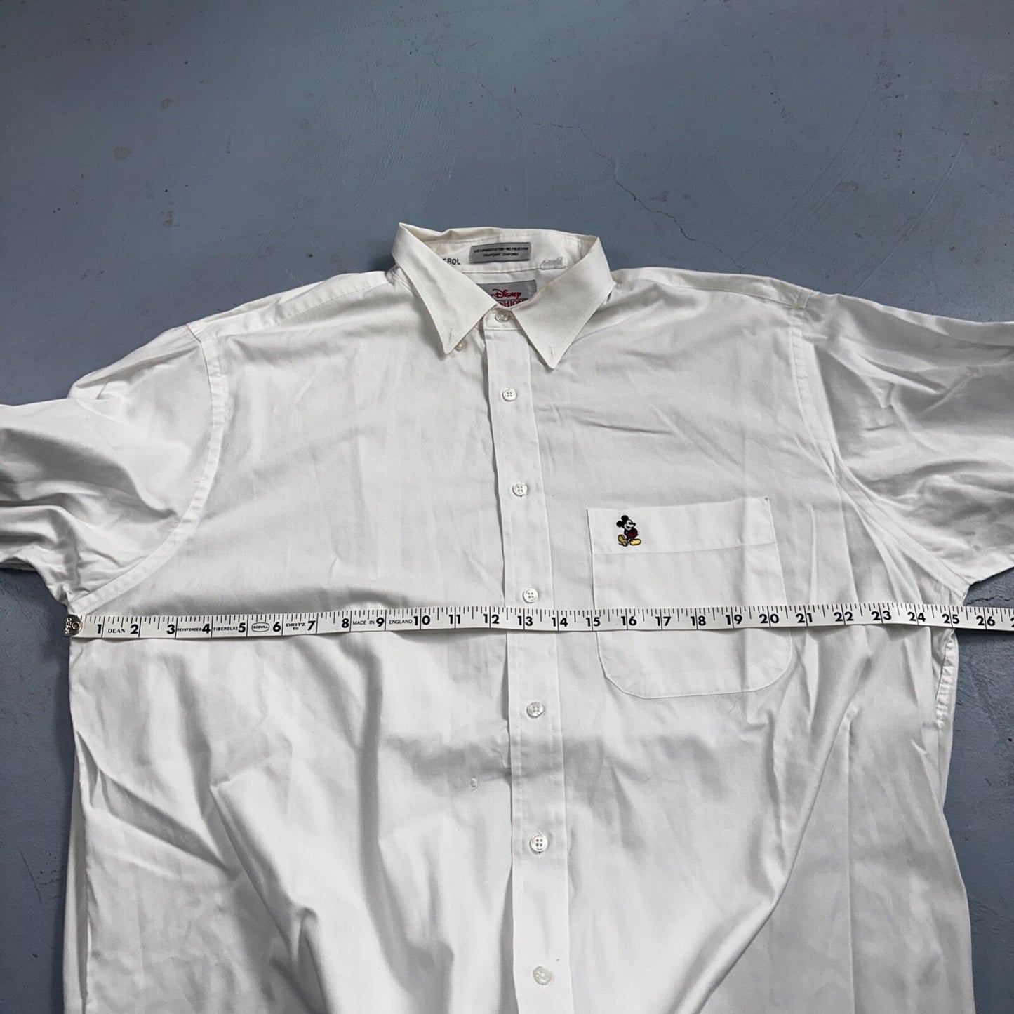 Disney Fashions Pure White VTG Pinpoint Oxford Button Dress Shirt Mens 17