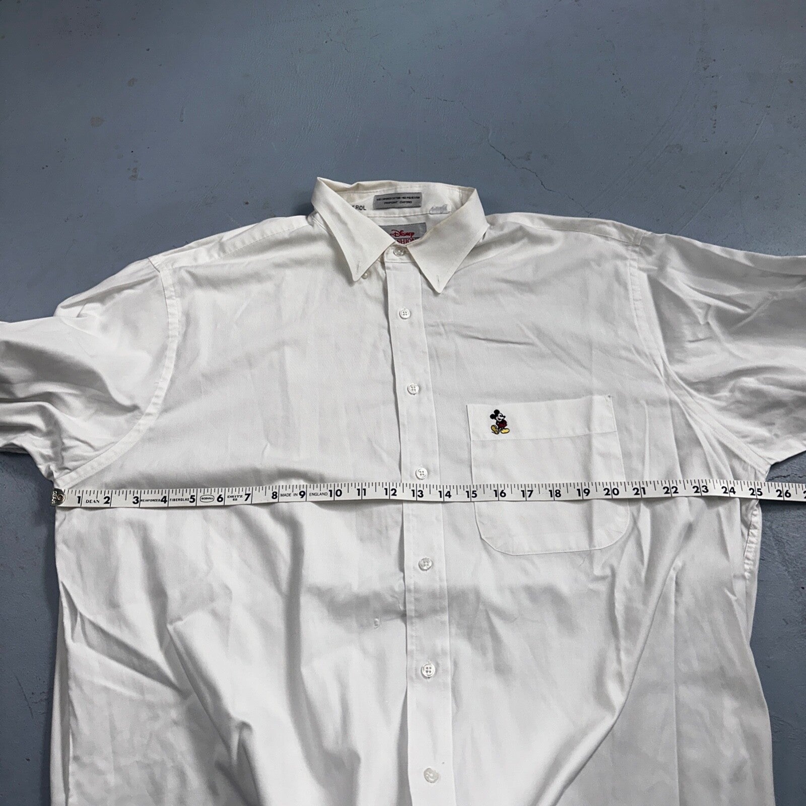 Disney Fashions Pure White VTG Pinpoint Oxford Button Dress Shirt Mens 17