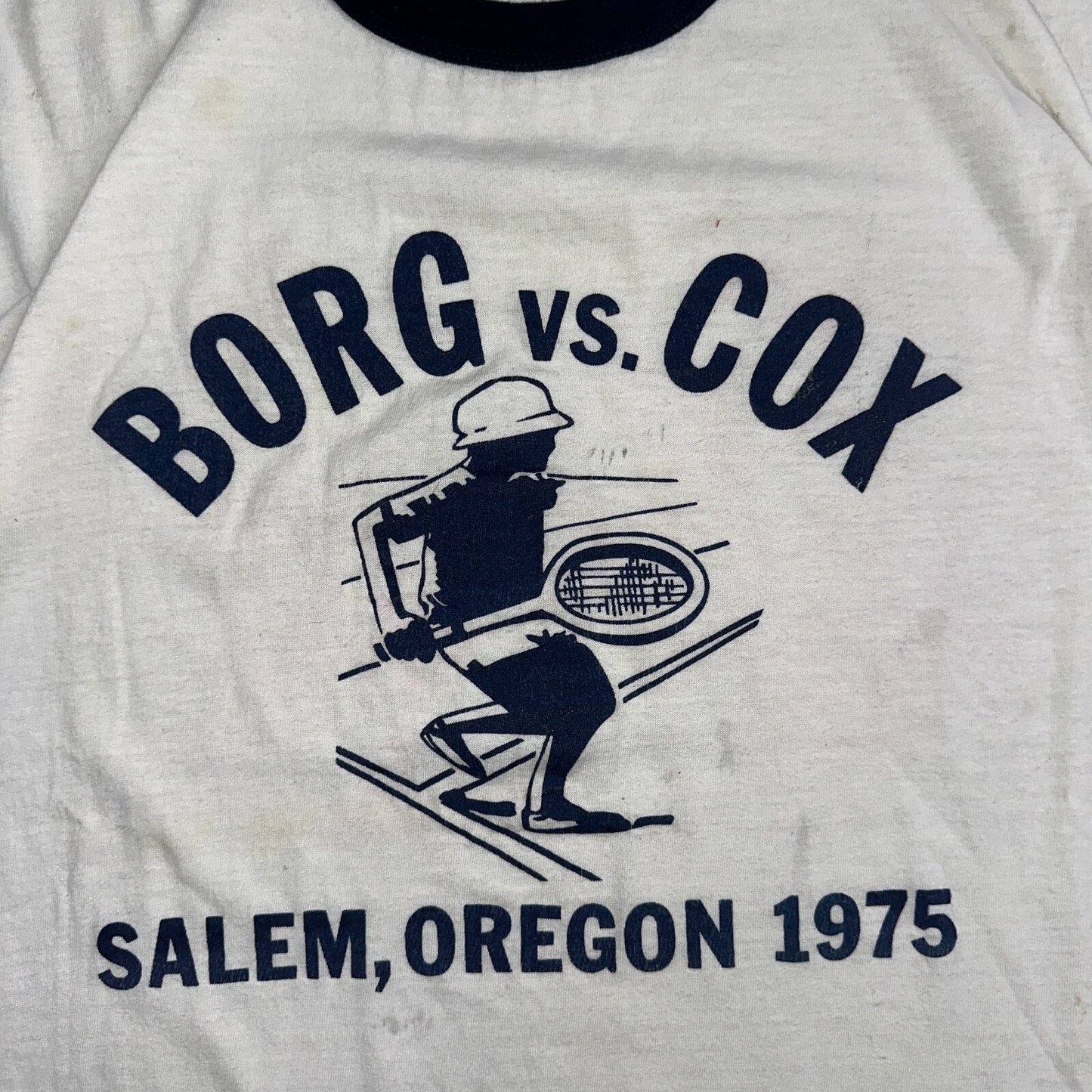 1970s Salem Oregon Ringer VTG T Shirt Borg Cox 1975 Sports Tennis PDX College