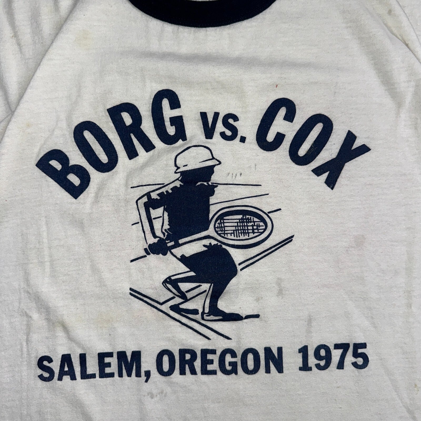 1970s Salem Oregon Ringer VTG T Shirt Borg Cox 1975 Sports Tennis PDX College