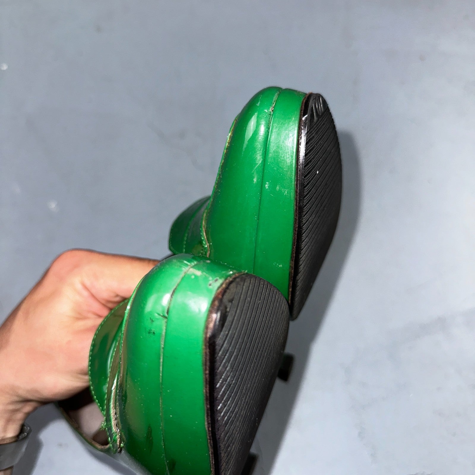 Boden Shoes Women's Size 41 Green Casadei Heel Pump Made In Italy Patent Leather