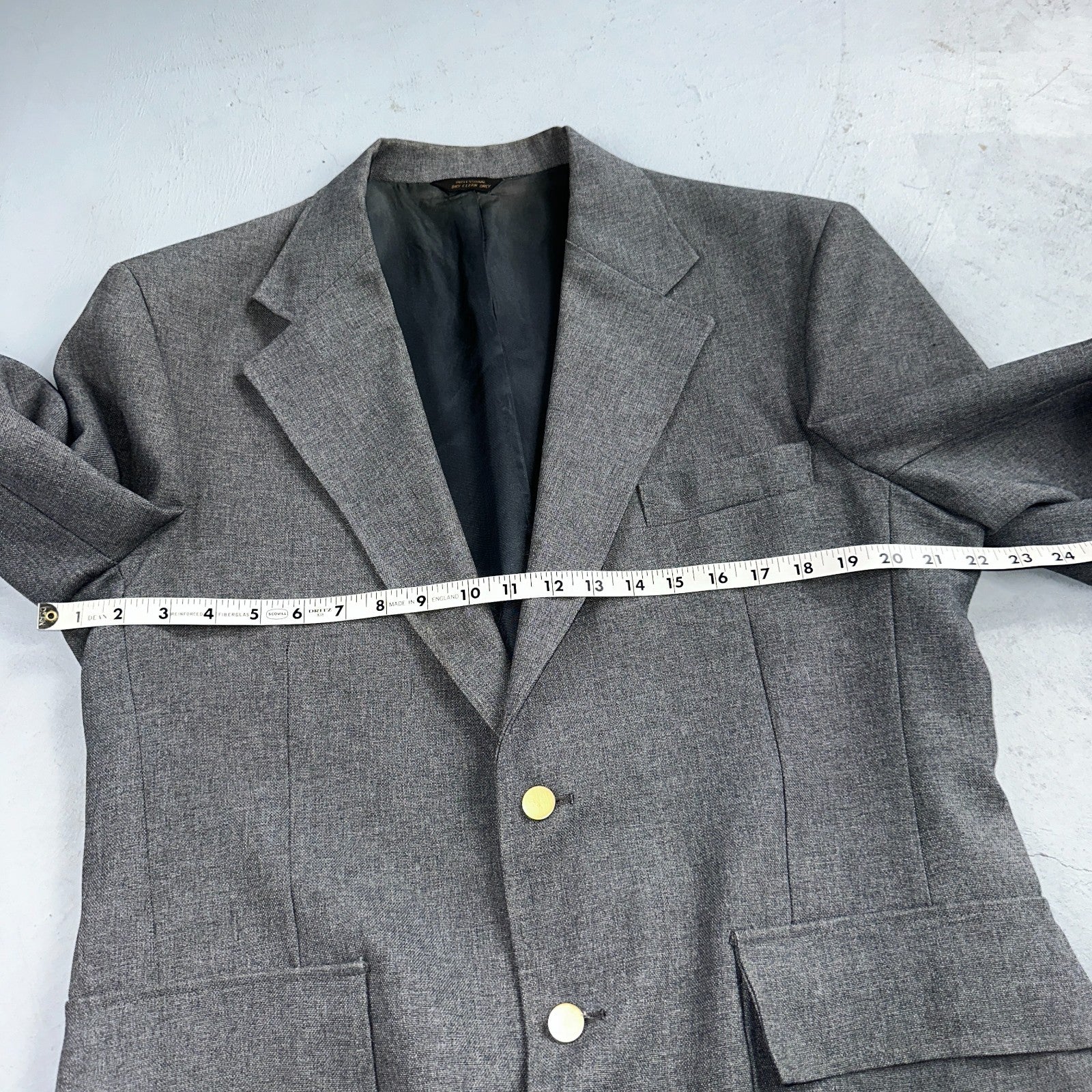 VTG Mens 2 PC Suit 44L Jacket Coat Vest Gray Levis Panatela Wool 80s