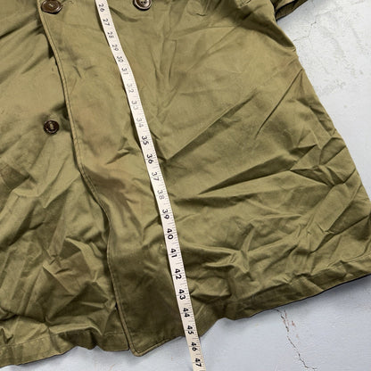 1950 US Army OD-7 Overcoat Cotton No Liner Korean War Trench Coat Belted OG 107