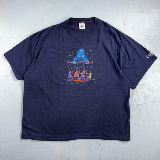 Shakespeare All The World A Stage VTG T Shirt Y2K Oregon Navy 2XL Play 2007