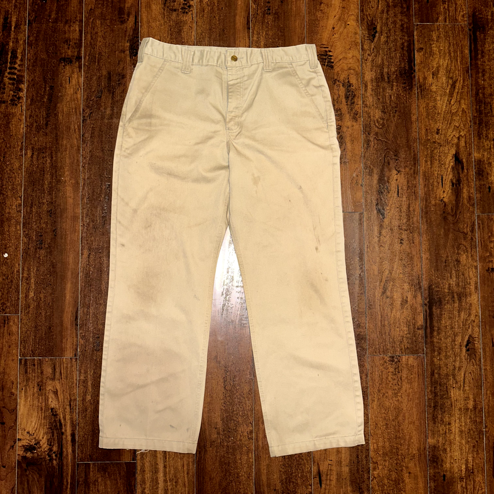 Carhartt Pants Mens Tan 34x29 Chinos Straight Leg Flat Front Workwear Relaxed
