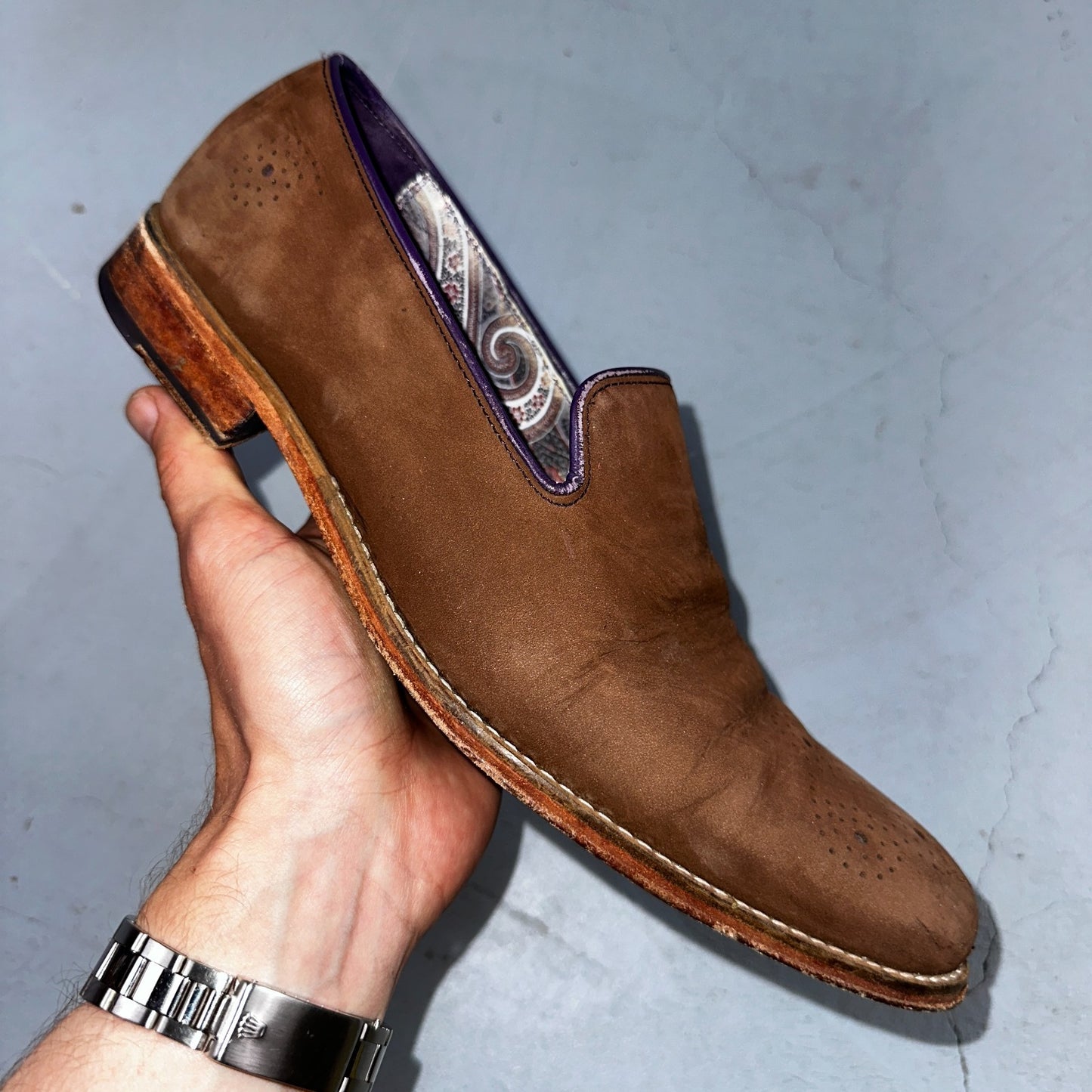 Men’s ROBERT GRAHAM Brown Suede Leather Fashion Loafers Sz 8.5 D