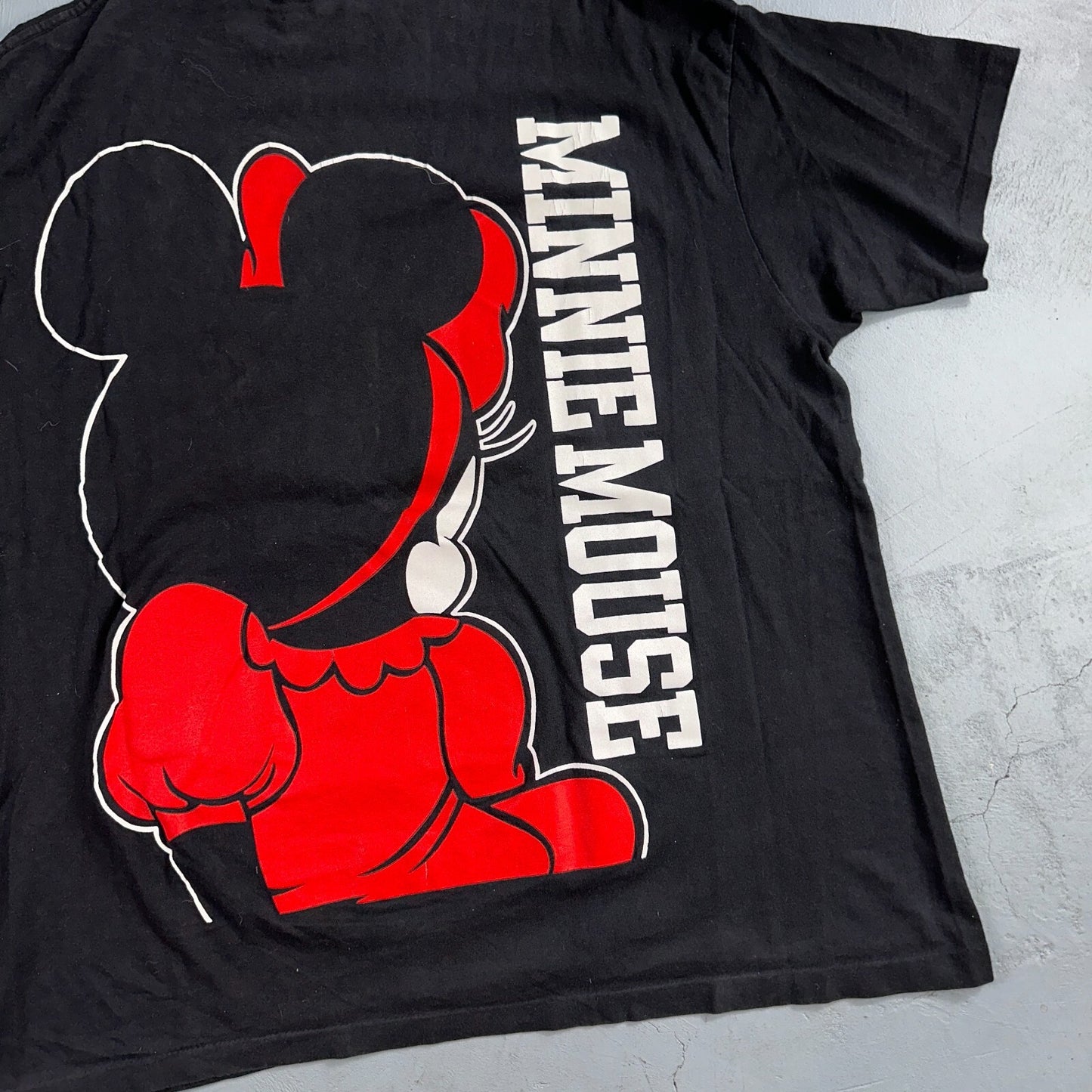 Disney Minnie Mouse 80s AOP VTG T Shirt Big Print Mickey 4XL Black Rap Style