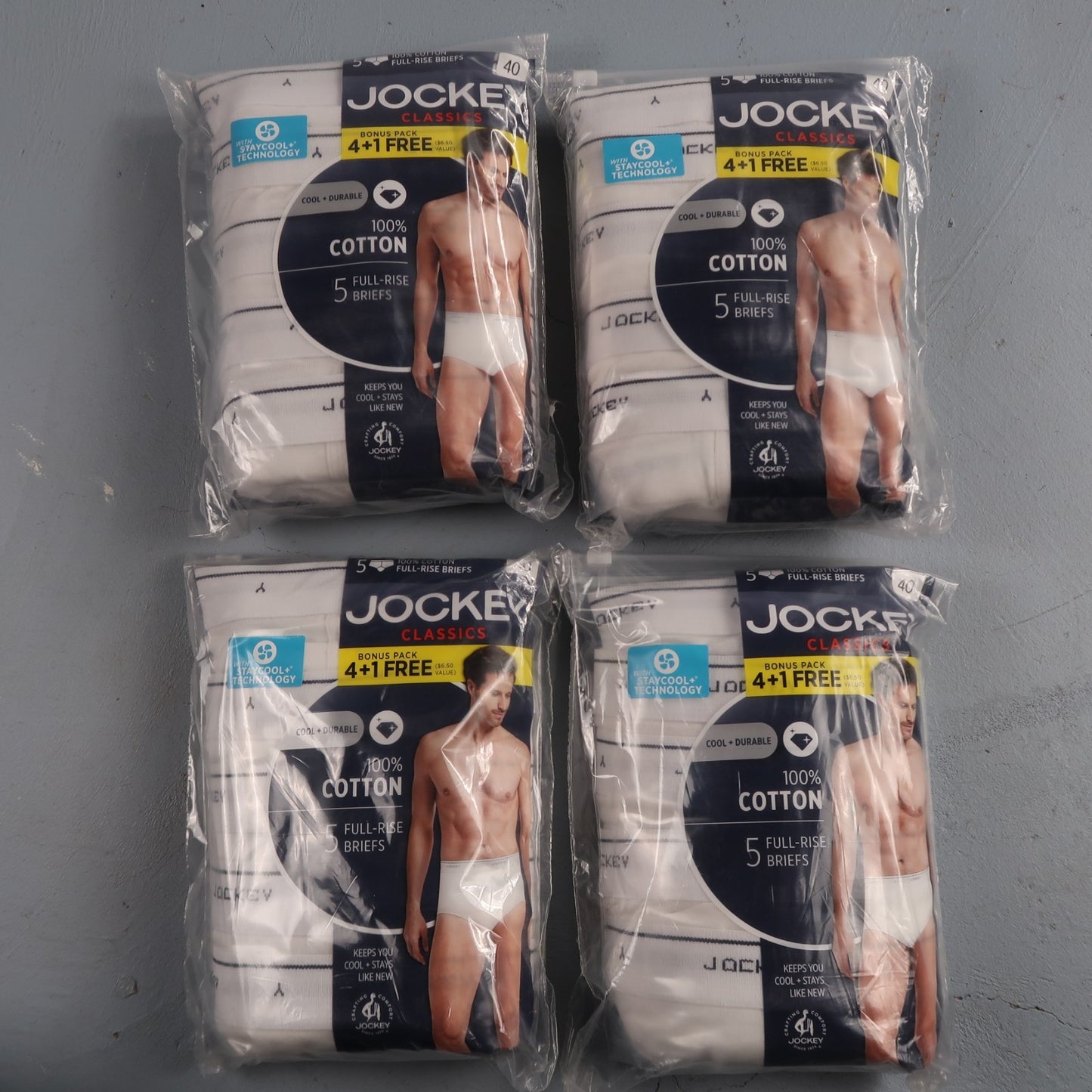 Jockey Classic Briefs 5 Pack Size 40 Underwear 100% Cotton Y Front White Lot 4