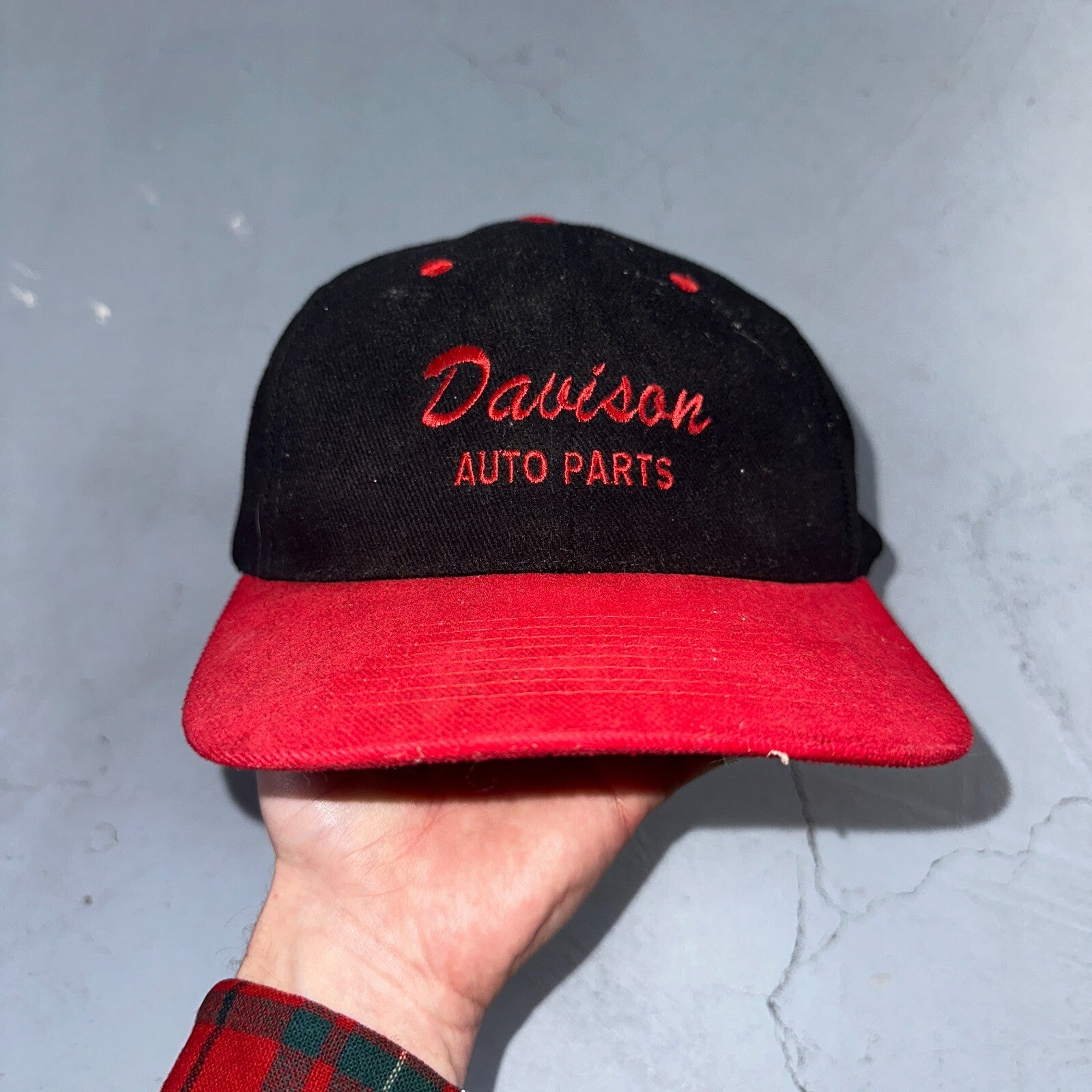 Davison Auto Parts Vintage Trucker Hat Baseball Black Red Basic 90s Harley