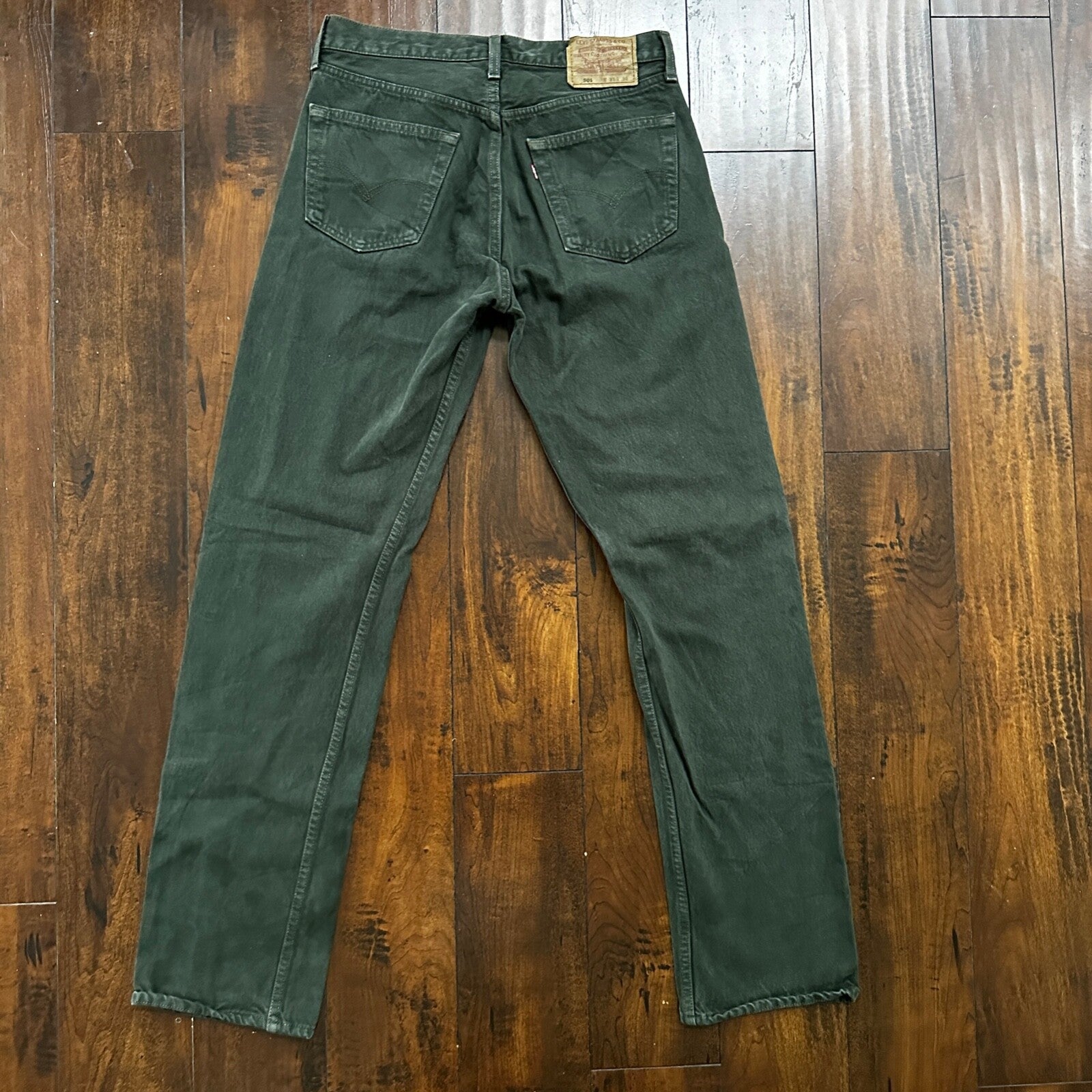 VTG 90s Levis 501 Button Fly 33x34 USA Tag Jeans Straight Green XX Act 30x33