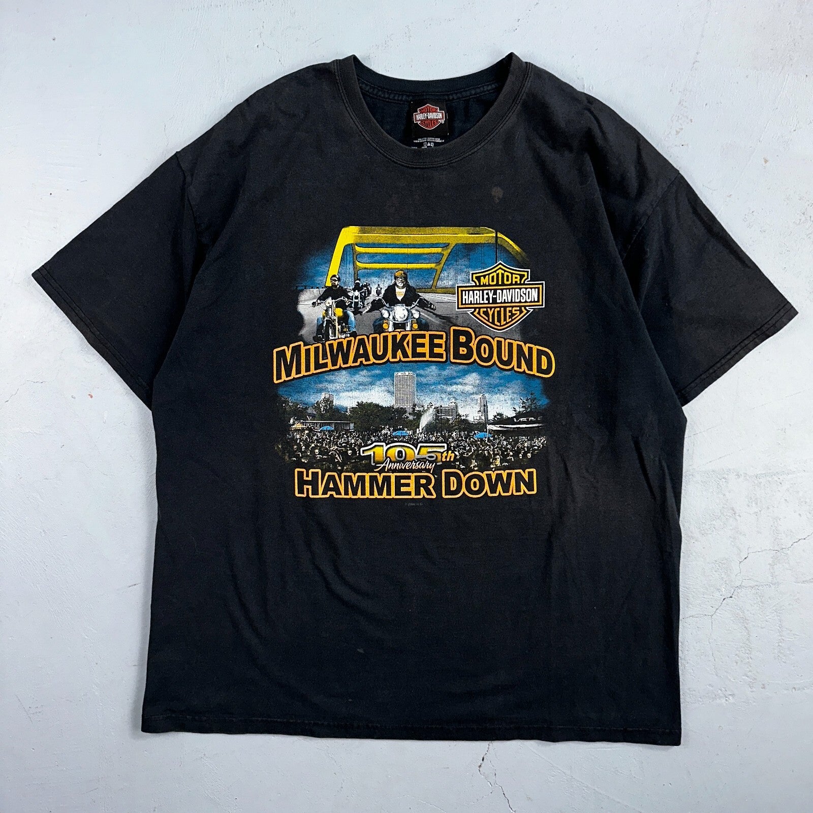 Harley Davidson Milwaukee Bound VTG T Shirt Y2K Black Motorcyle Travel Highway