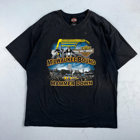 Harley Davidson Milwaukee Bound VTG T Shirt Y2K Black Motorcyle Travel Highway