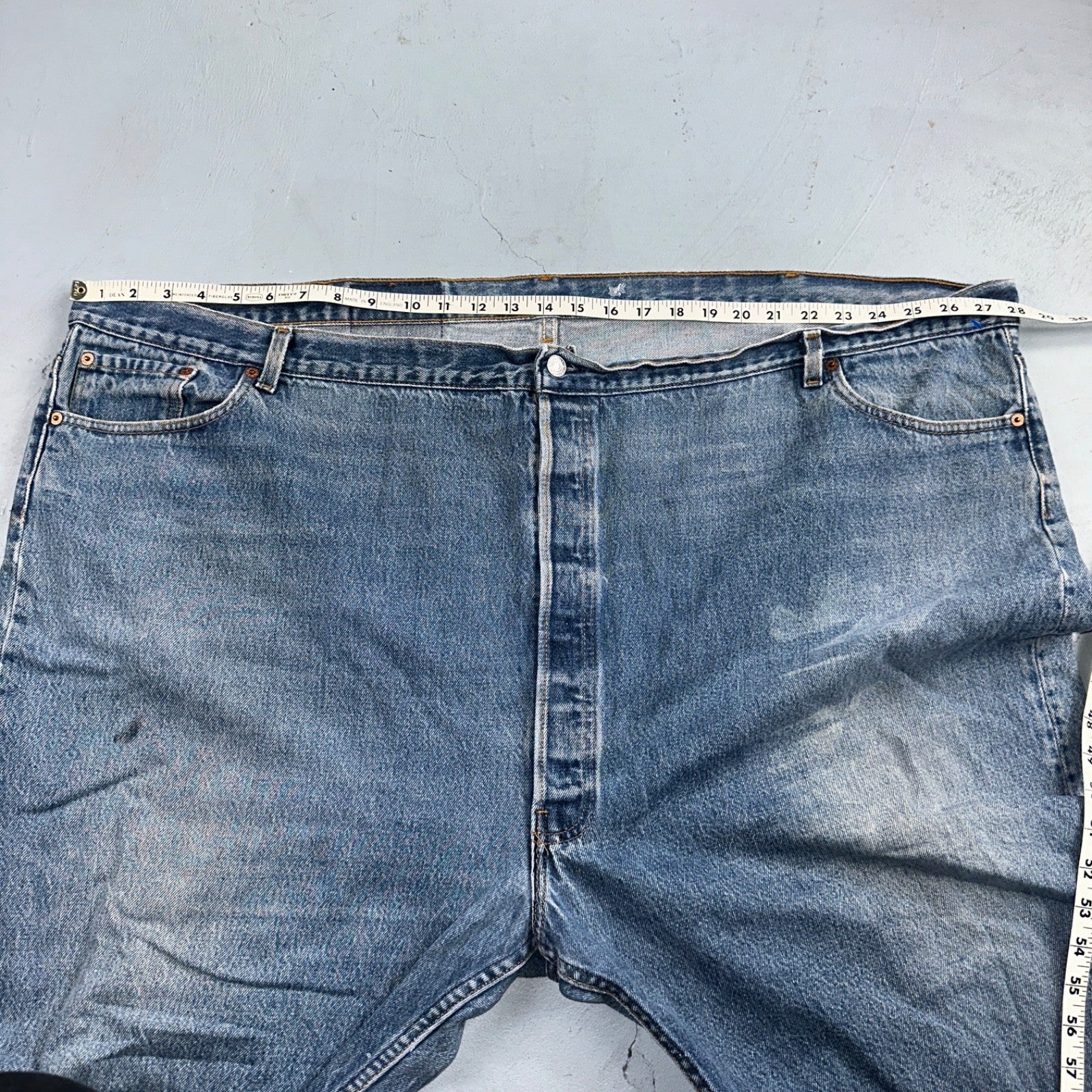 Levis 501 Vintage 90s USA XX Straight Leg Jeans Blue Light Wash 60x30 Act 56x27