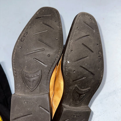 Michael Toschi Mario Men's Lace-up Brown Leather Shoes 8.5 Long Toe Classy