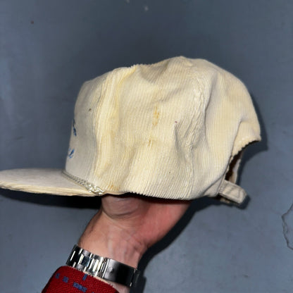 Excellence In Service Corduroy VTG Hat Cap Snapback White Otto Flame Water Vag