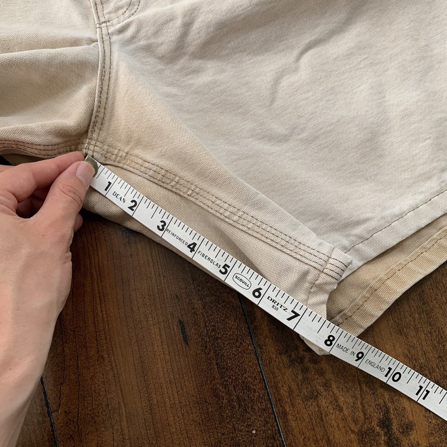 Vintage USA Made Carhartt Men's Thrashed Canvas Carpenter Shorts 90s Double Knee