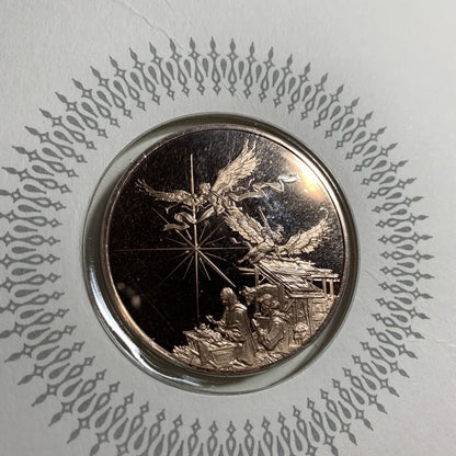 VINTAGE FRANKLIN MINT 1973 GLORY TO GOD CHRISTMAS CARD WITH COIN IN BOX