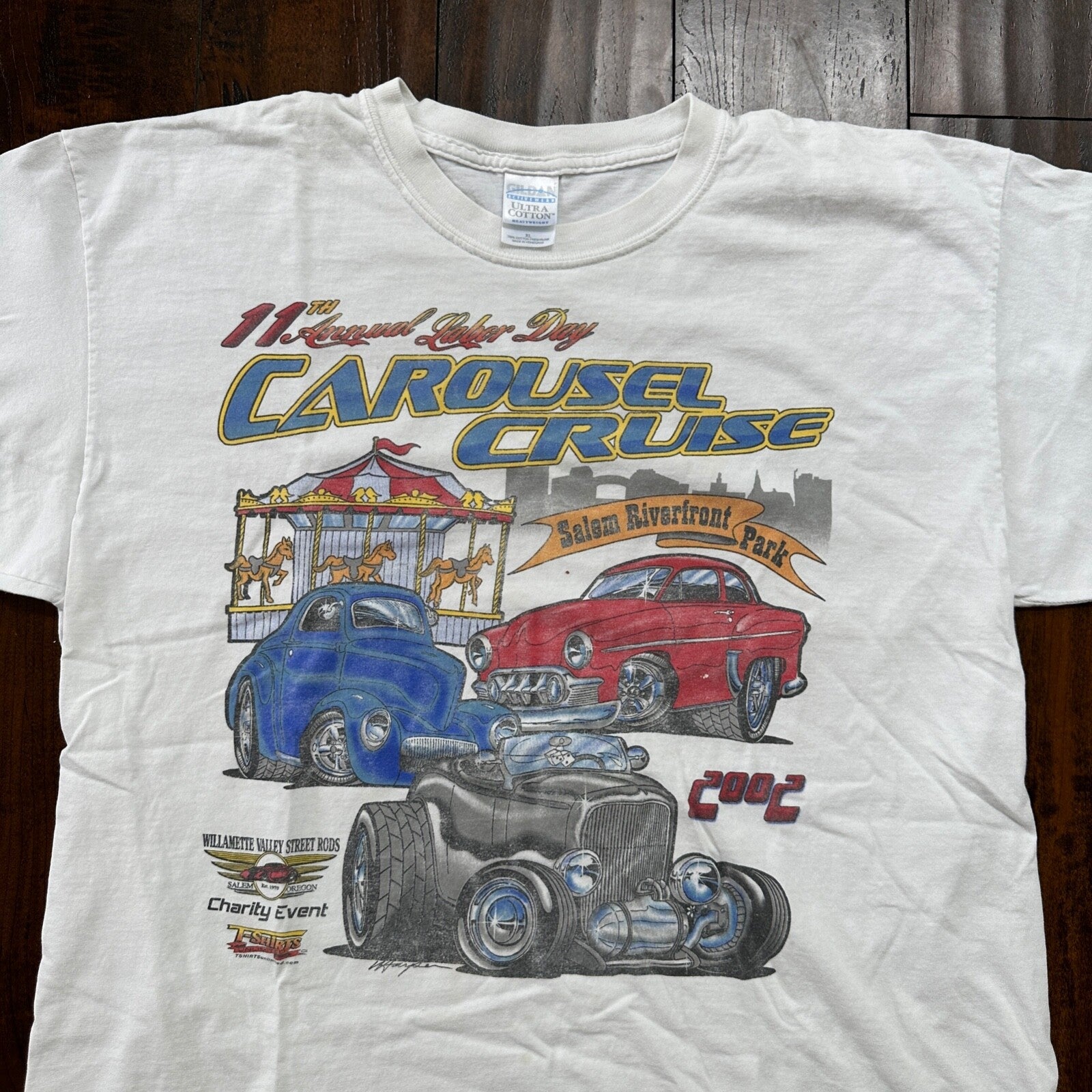 Carousel Cruise Cars 2002 VTG T Shirt Nascar Racing Old Antique Salem Riverfront