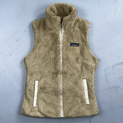 Patagonia Los Gatos El Cap Khaki Beige Teddy Fleece Full Zip Vest - XS Small