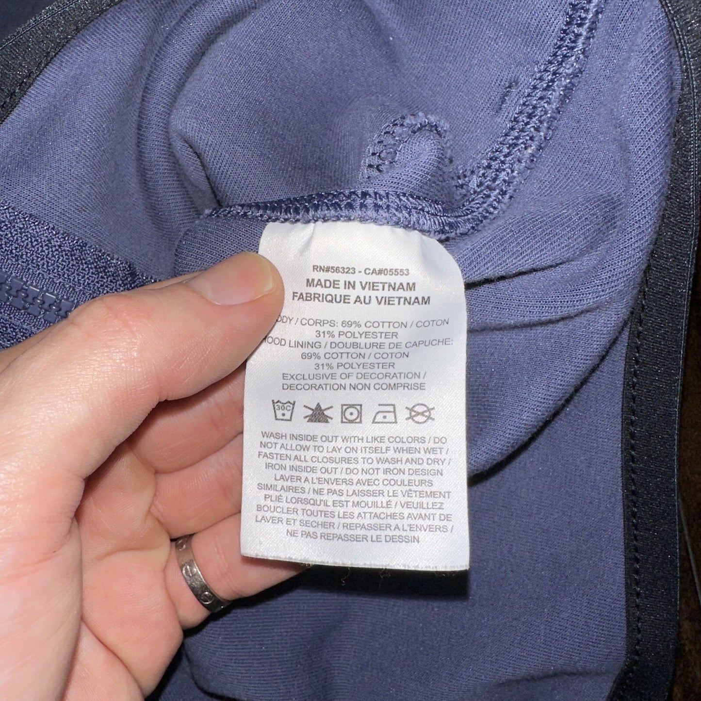 Nike Tech Womens Blue Zip Up Hoodie Large Navy Gym Sports Tight