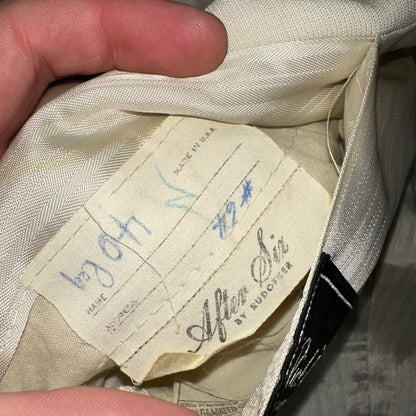 VTG Mens Suit 42 Jacket Coat 1970s Rockabilly 60s 70s USA White Thin Cream Rose