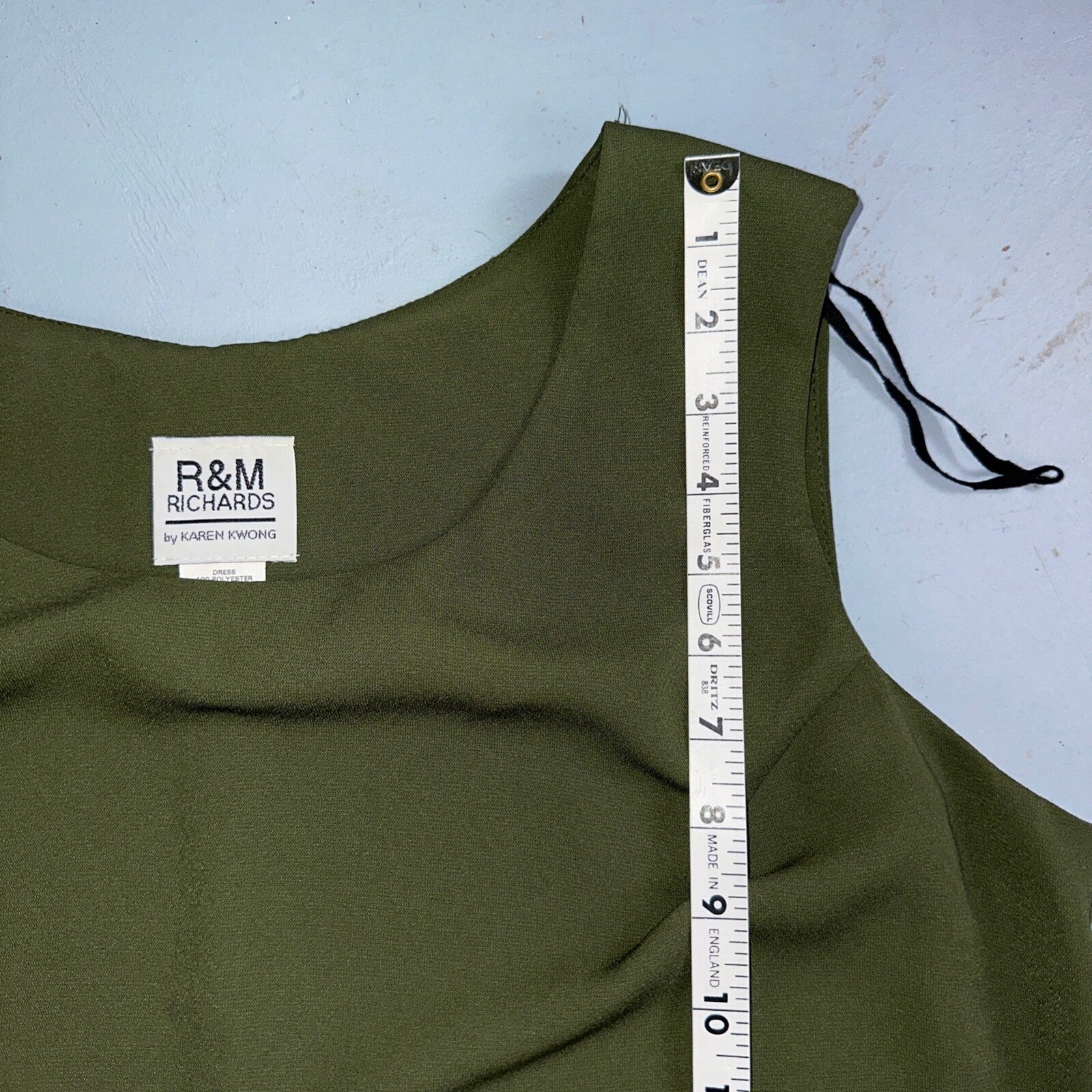 R&M Richards Karen Kwong Womens Maxi Dress Size 14 Green Simple Sleeveless VTG